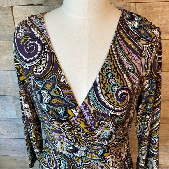 Carmen  Marc valvo paisley wrap dress in size med‎ - Picture 5 of 8